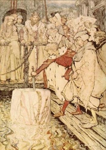 Galahad zieht das Schwert