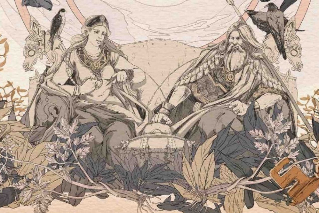 Frigg und Odin auf ihrem Thron