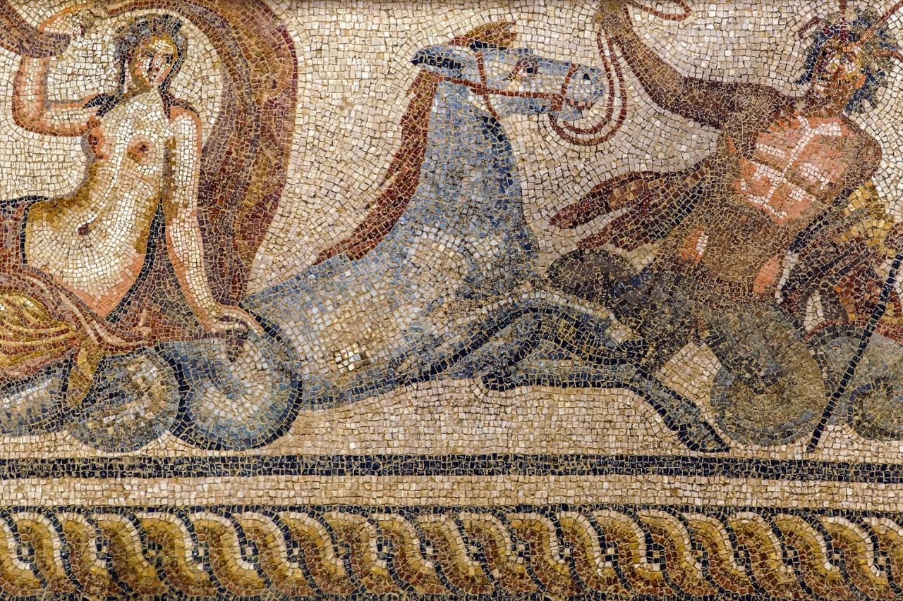 Mosaik der Entführung der Amphitrite durch Poseidon