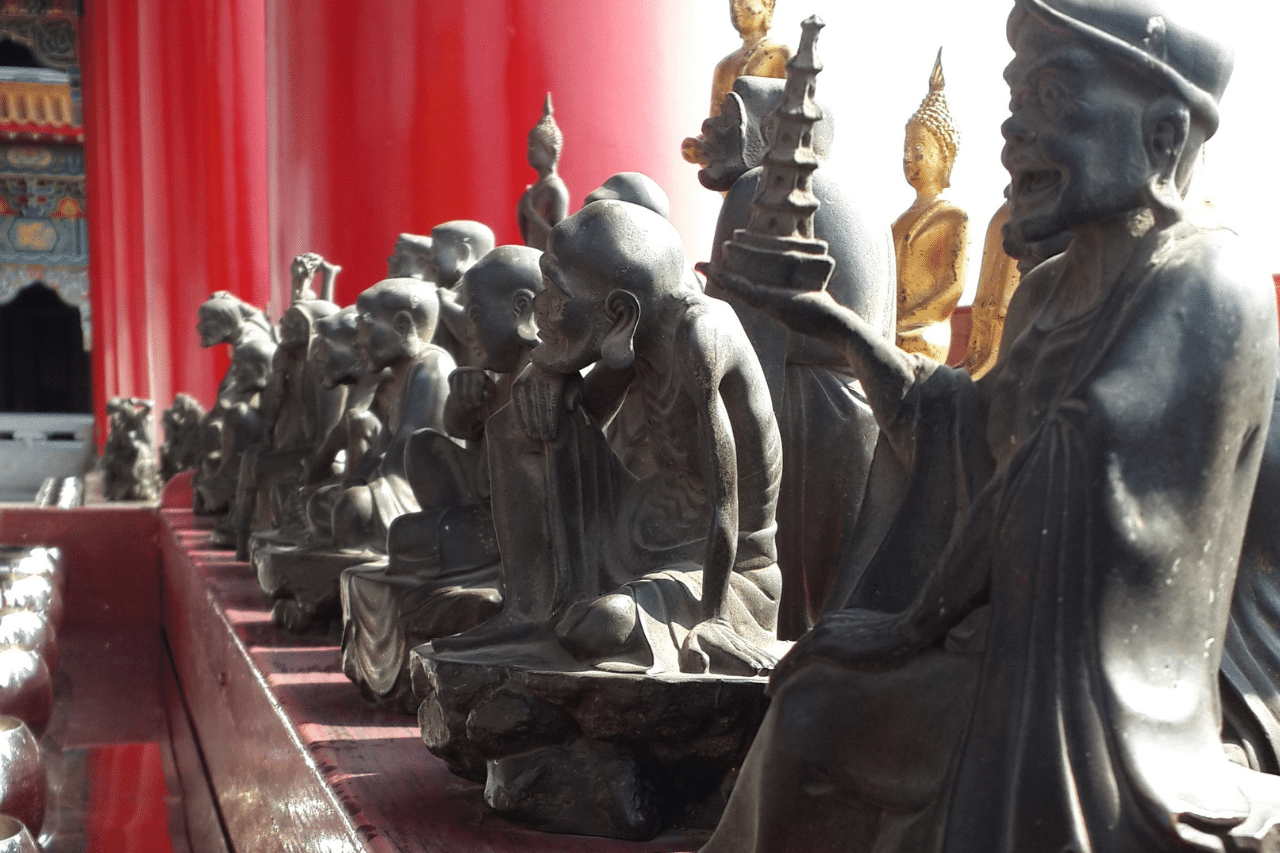 Statue von Lu-Ban, chinesischer Gott der Zimmermannskunst