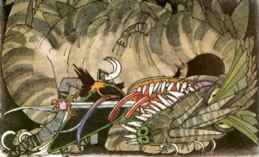 Beowulf erschlägt den Drachen