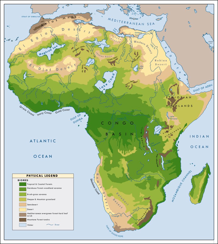 Karte Afrikas während seiner Feuchtperiode