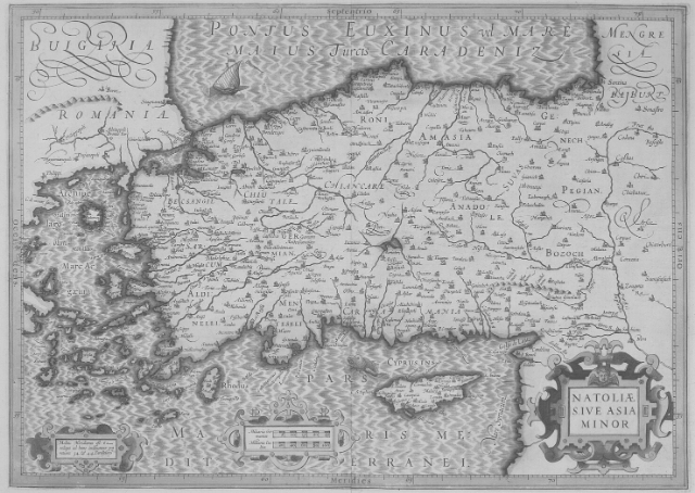 Ancient map of Asia Minor where Lydians migrated
