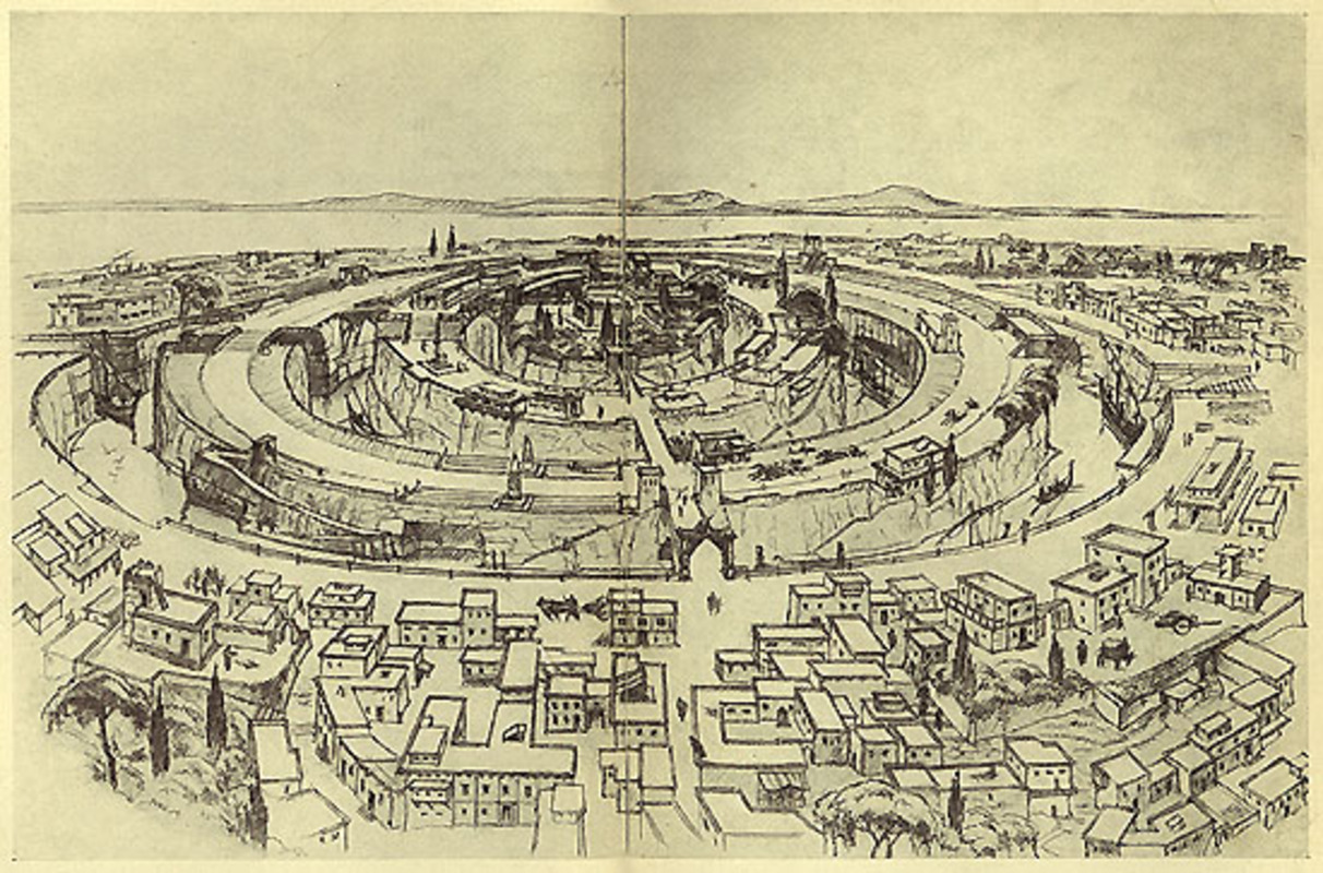 Rekonstruktion der Hauptstadt von Atlantis von Walter Heiland, 1934
