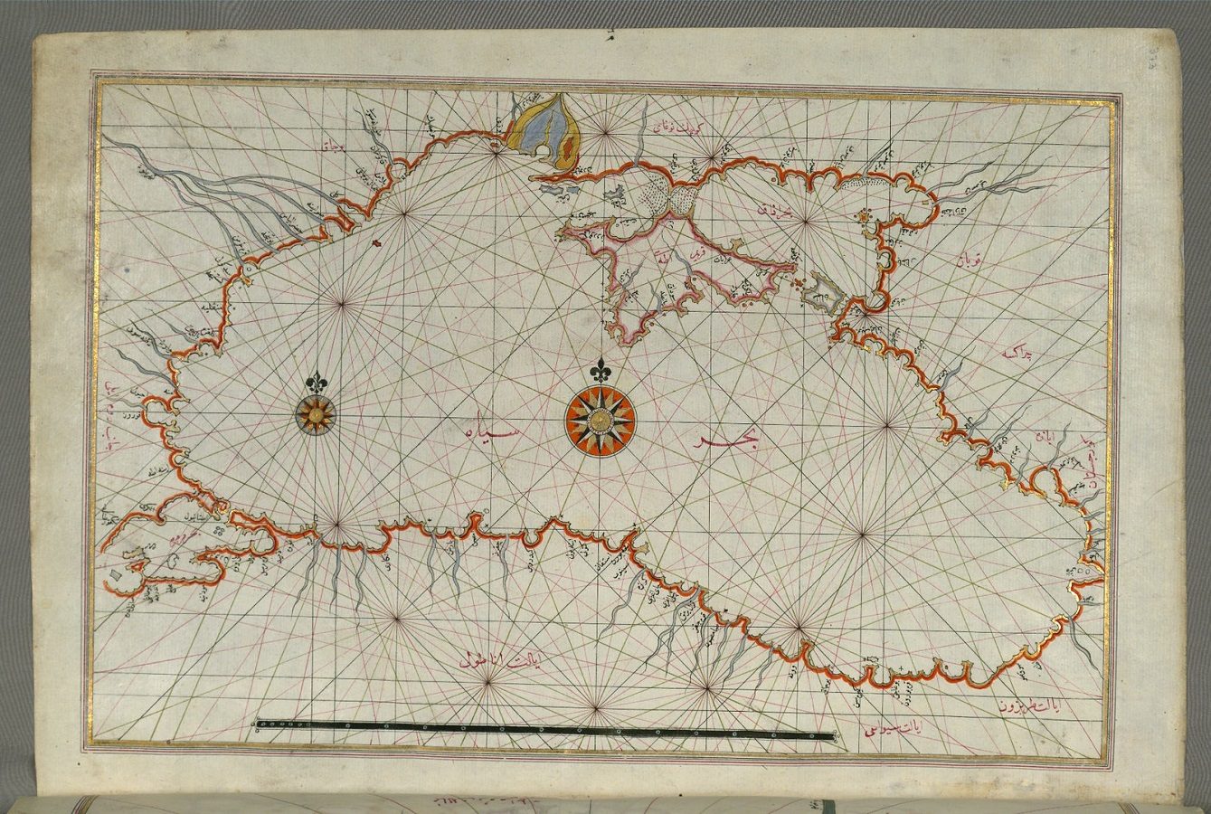 Karte des Schwarzen Meeres aus einer illuminierten Handschrift des siebzehnten Jahrhunderts
