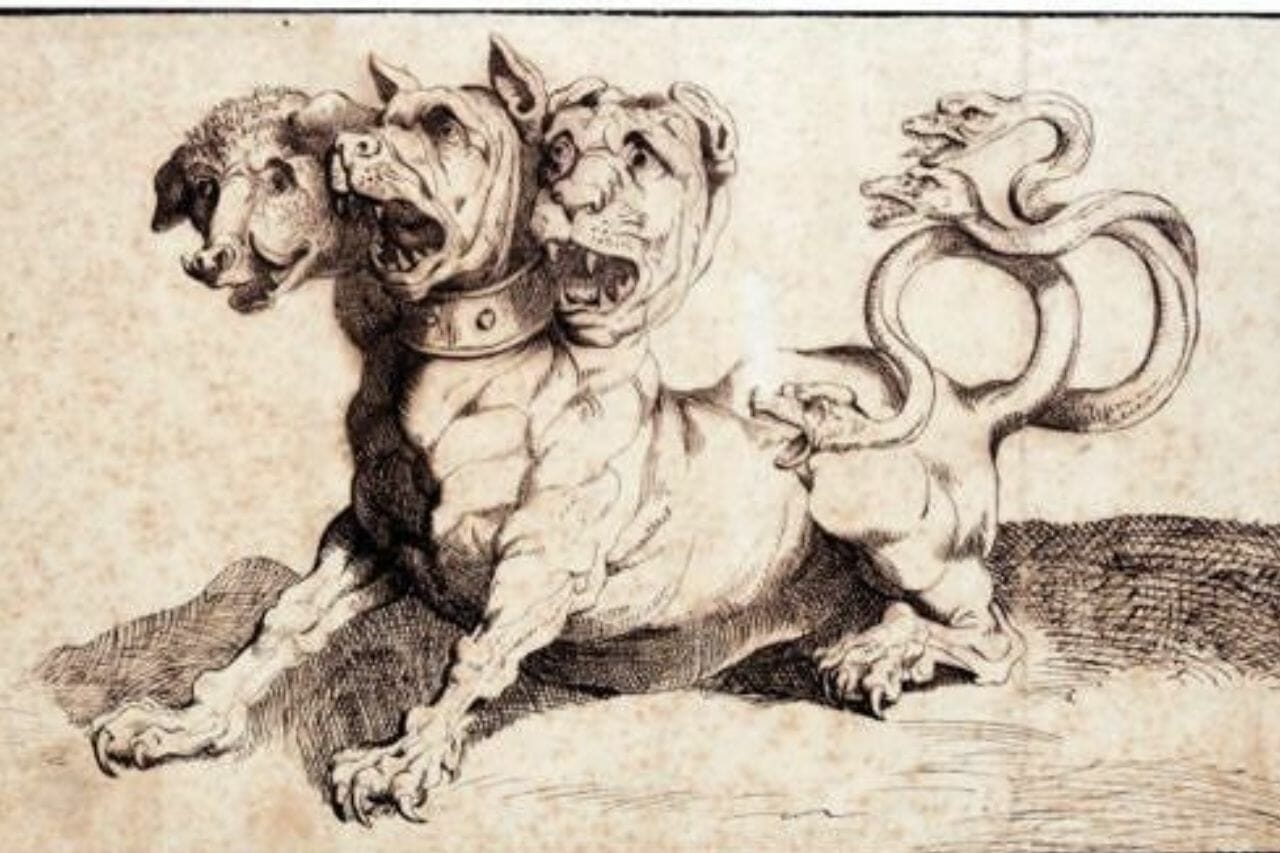 Cerberus, der dreiköpfige Hund, der die Tore der Unterwelt bewacht