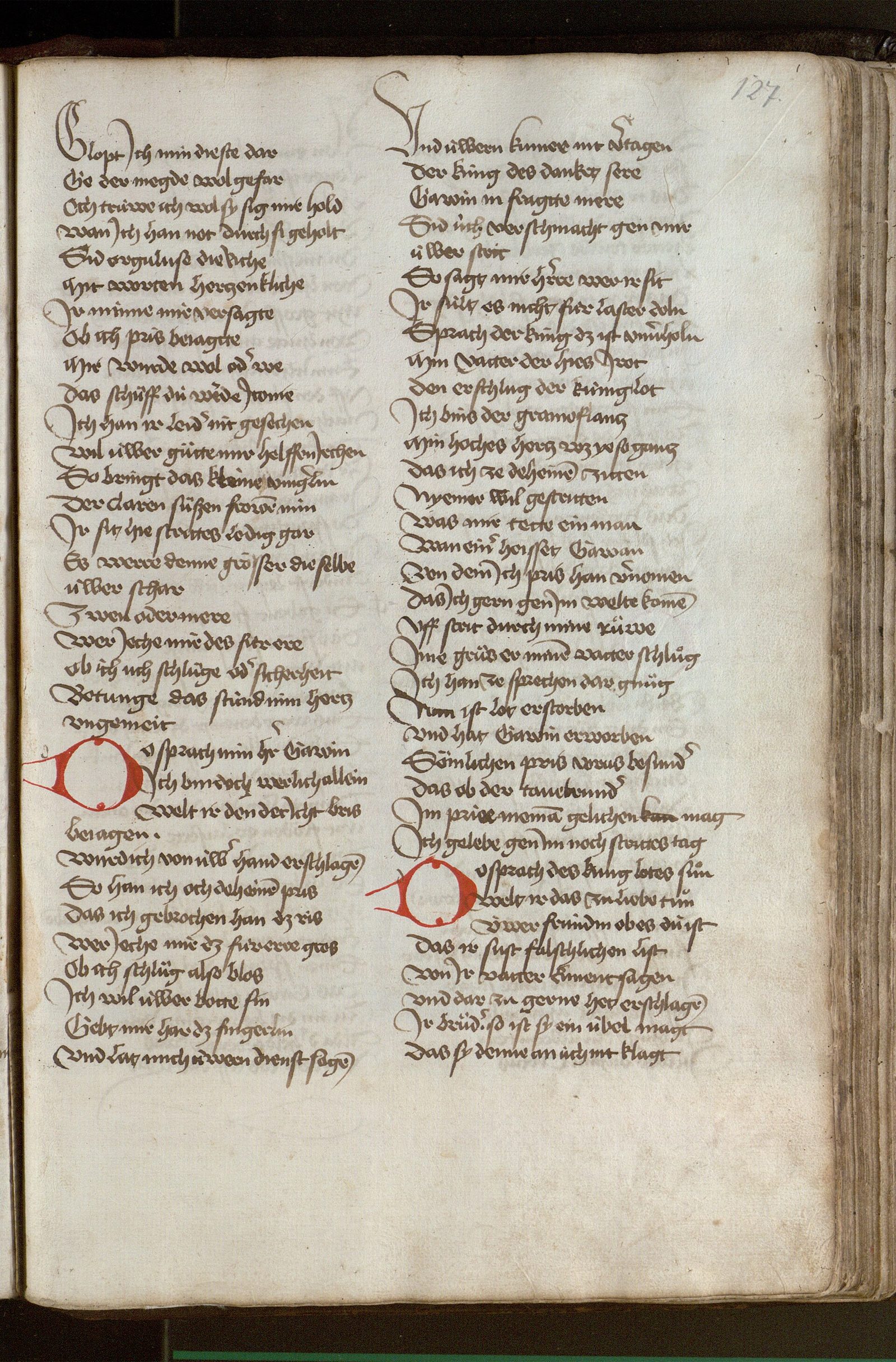 Bern, Burgerbibliothek, Cod. AA 91, f. 127r – Wolfram von Eschenbach Parzival, Deutsch
