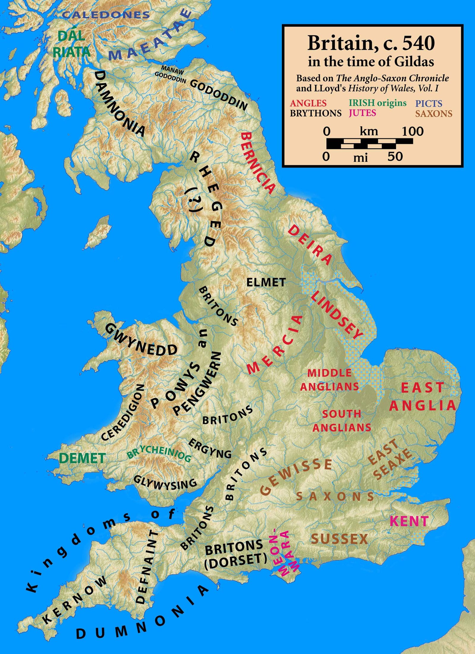 Britannien um 540, zur Zeit des Gildas