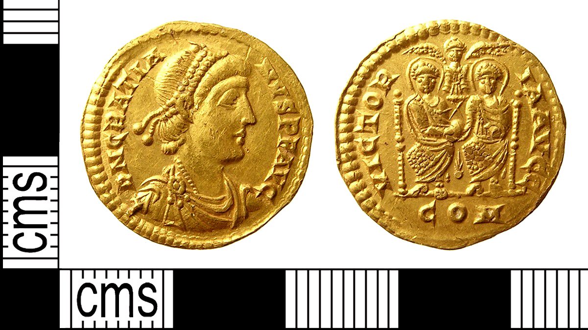 IOW-099F52 Römische Münze, Solidus des Gratian. Schatzfundakte Nr. 2011 T182 (FindID 435741)