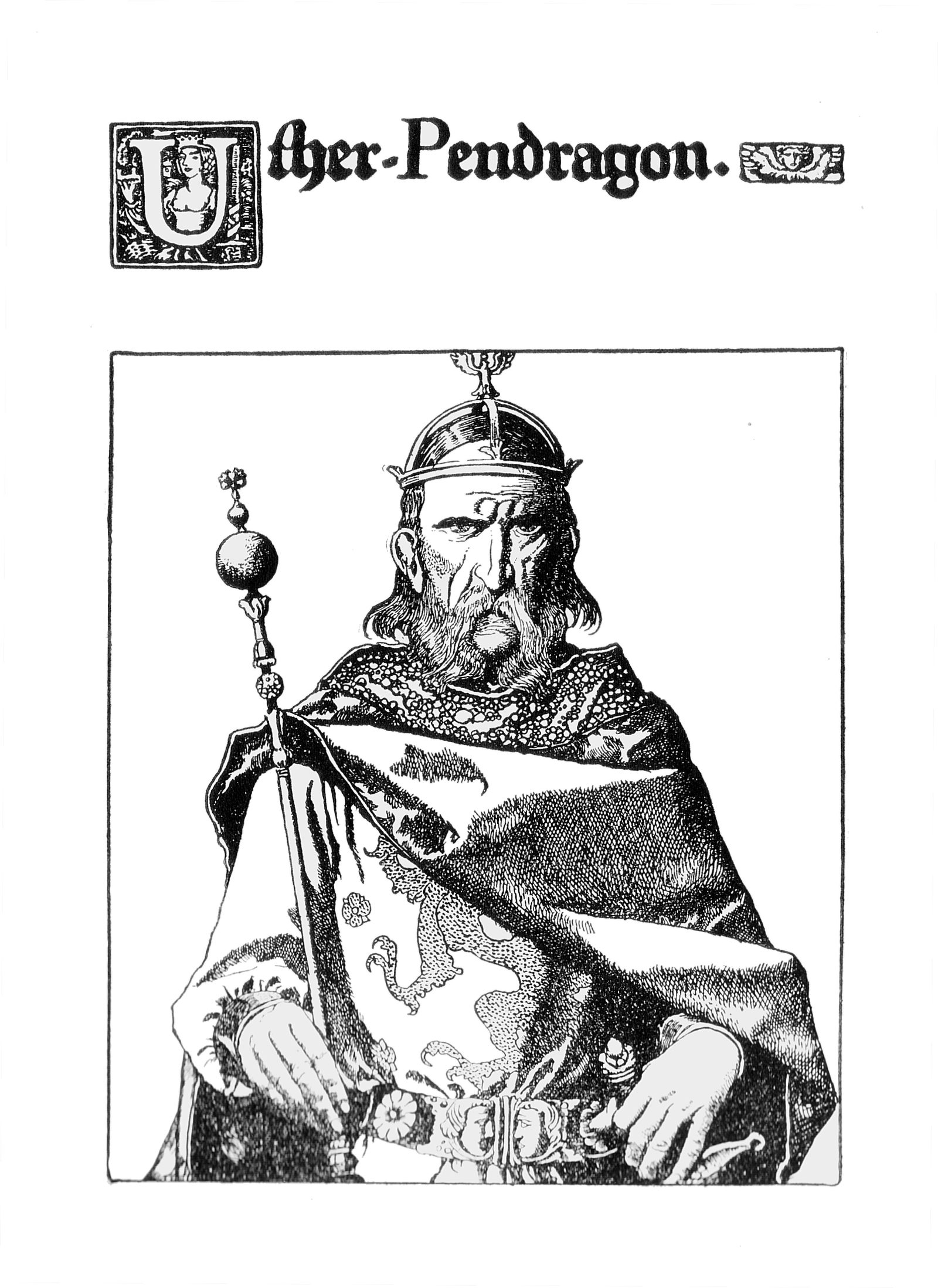 Uther Pendragon, Vater von König Artus, von Howard Pyle, aus The Story of King Arthur and His Knights von Howard Pyle, Charles Scribners, New York, 1903
