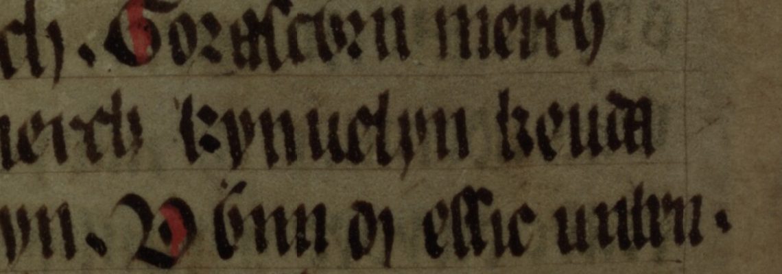 Culhwch and Olwen, Folio 202v, mit Kynfelyn Keutawt (die letzten beiden Buchstaben stehen in der folgenden Zeile)