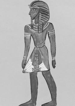 Egyptian pharaoh in everyday clothes