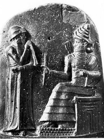 Hammurabi receives the code of laws from Shamash