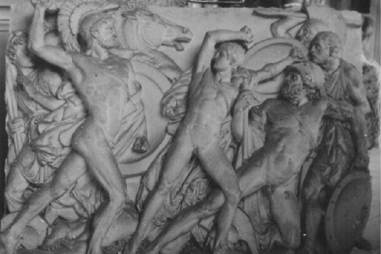 Mezentius kämpft gegen Aeneas in der Aeneis