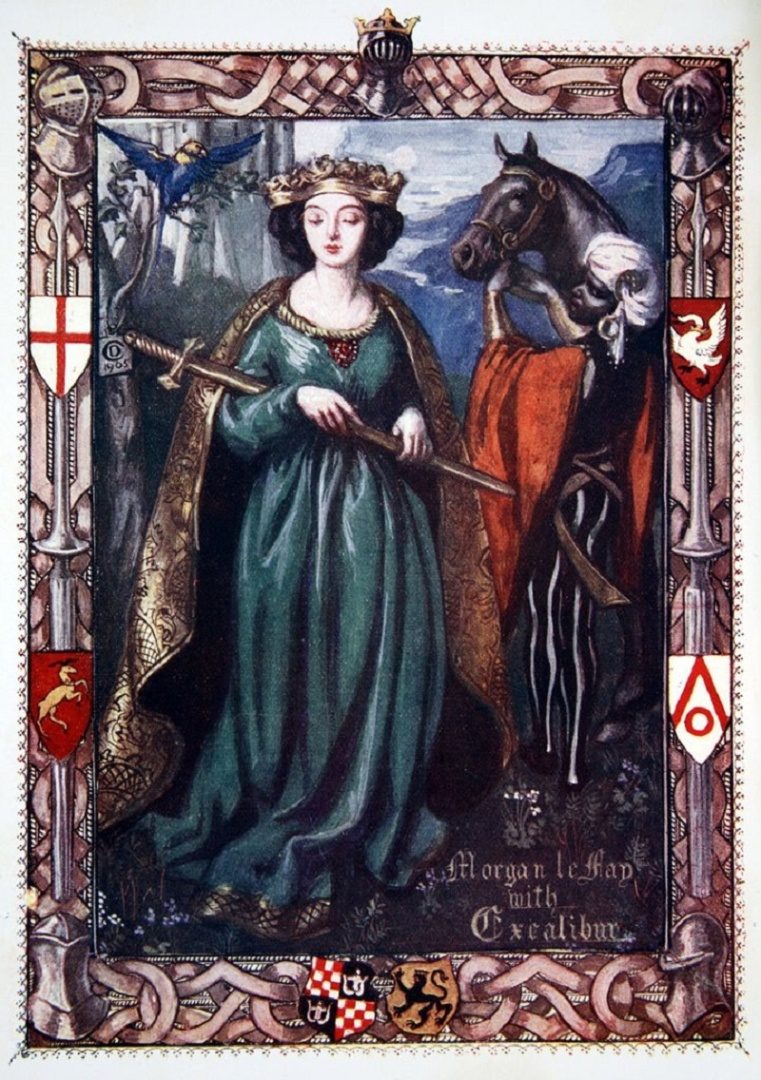 Morgan le Fay mit Excalibur, Dora Curtis, 1905