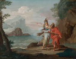 Athena appearing to Odysseus - the mentor archetype guiding the hero