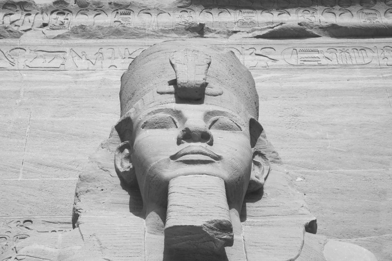 Pharaoh head looking over the Nile in Egypt
