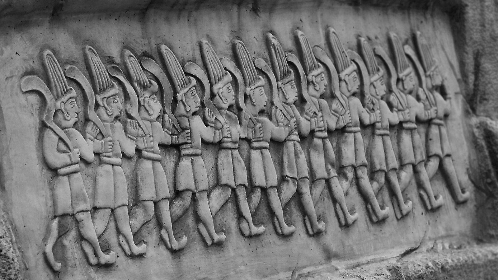 Steinschnitzerei antiker hethitischer Männer